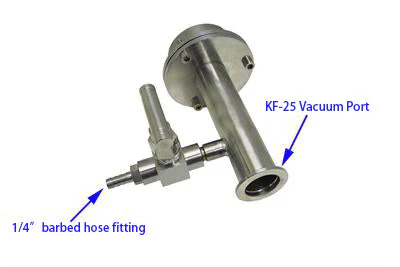 Right side flange with KF-25 port& 1/4" barbed hose fitting for 60 mm Tube - FL-60KF25-FT(R)