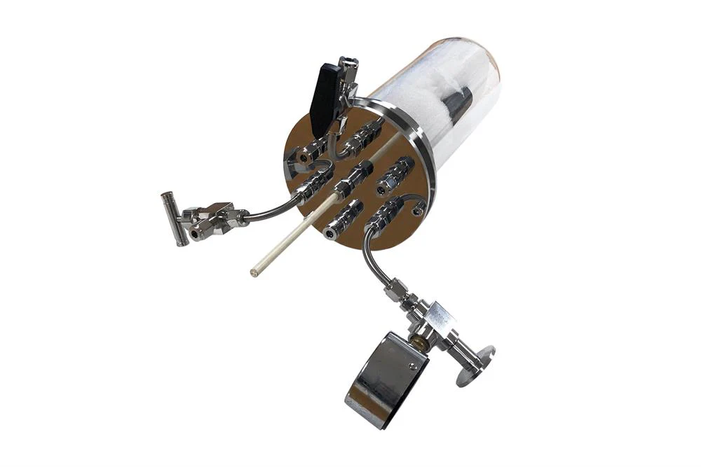 Induction Melting Quartz Assembly with Seven 1/4" Tube Feedthroughs for 100mm O.D. Tube - FL101FT7-OK