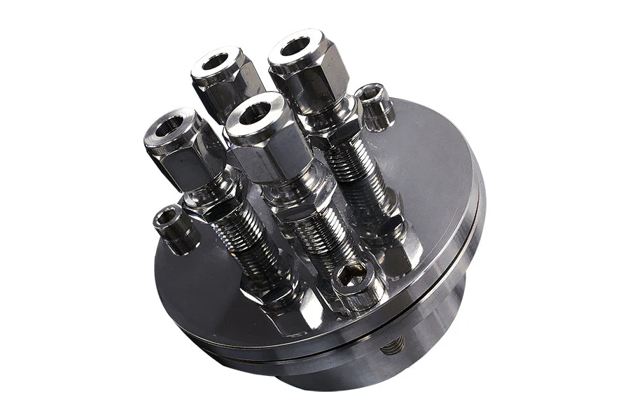 Vacuum Sealing Flange with Four 1/4" Feedthroughs for 50mm O.D. Tube - FL50-4FTR