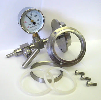 Vacuum Sealing Assembly for Single End 50mm dia. Tube with Vacuum Meter/Valve - FL50L