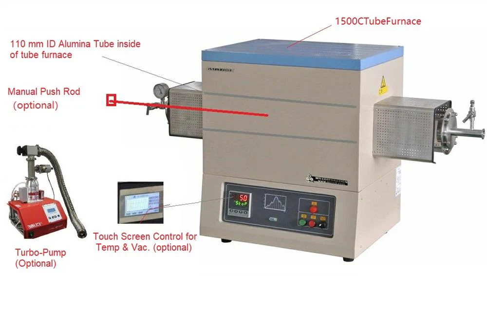 1500°C High Vacuum Tube Furnace w/ 110mm ID Tube - GSL-1500X-120 - Image 2