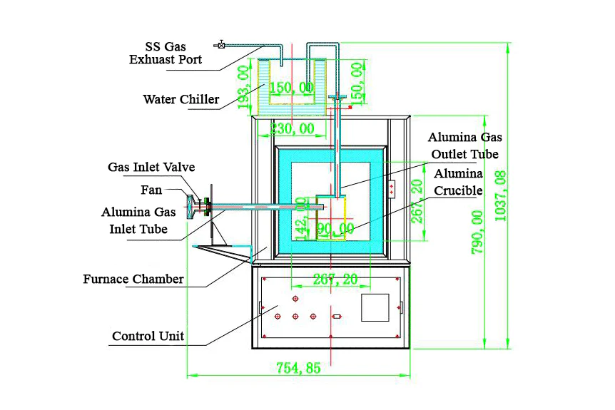 1700C Bench-Top High Temperature Furnace (8 x 8 x 8") with Evaporating Particle Collection - KSL-1700X-SJ - Image 2