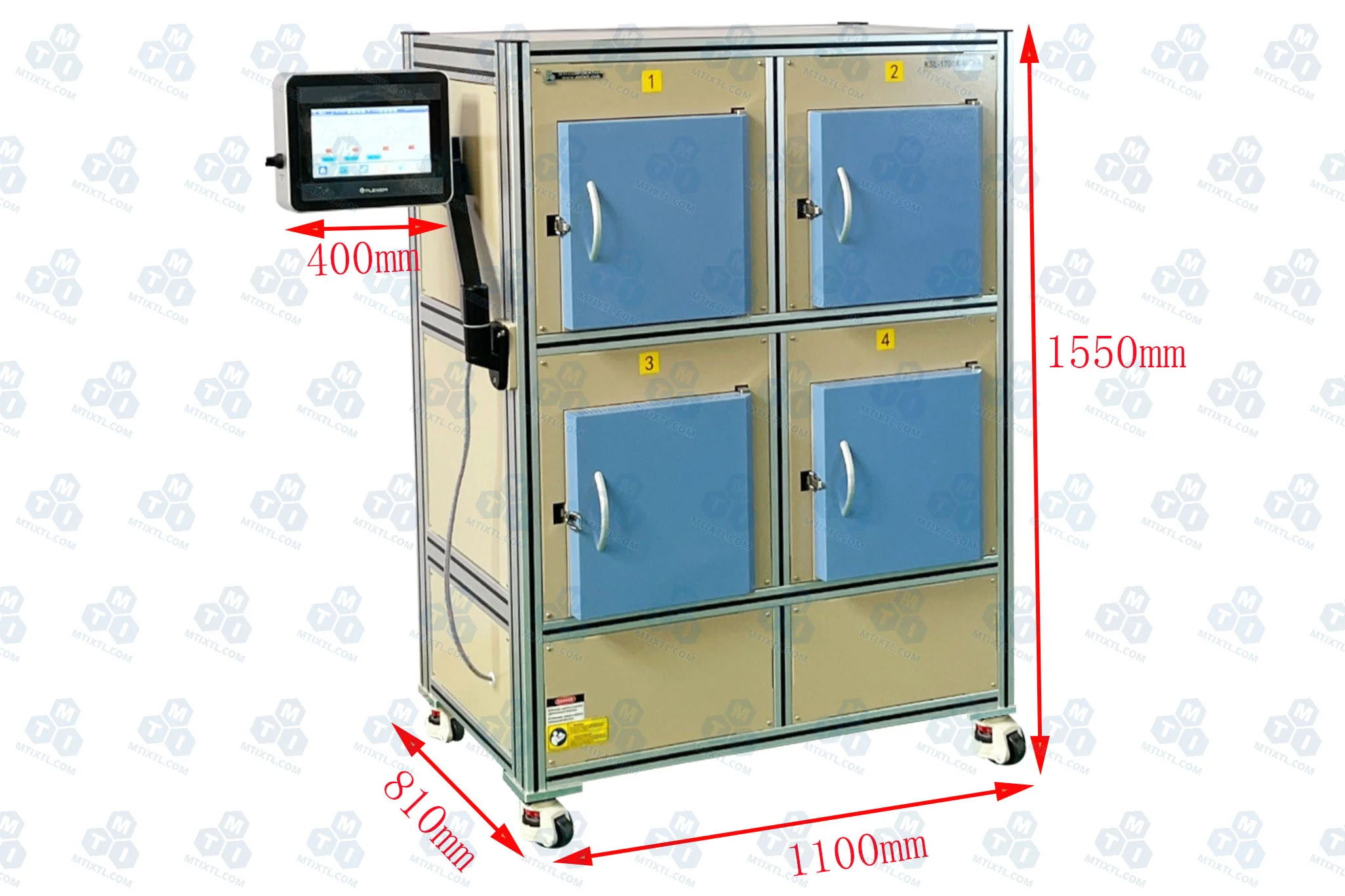 1700℃ Max 4 Chambers HTP Furnace (120*120*120mm) for Space Saving KSL-1700X-MGI-4 - Image 3