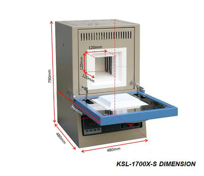1700 °C Compact Muffle Furnace (4.7" Cubic, 1.7L) with Pulling Down Door & Programmable Controller - KSL-1700XS - Image 3