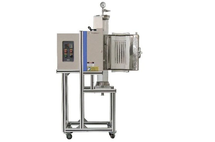 1200°C  5'' Vertical Quartz Tube Furnace with SS Vacuum Flanges - OTF-1200X-S-VT-5