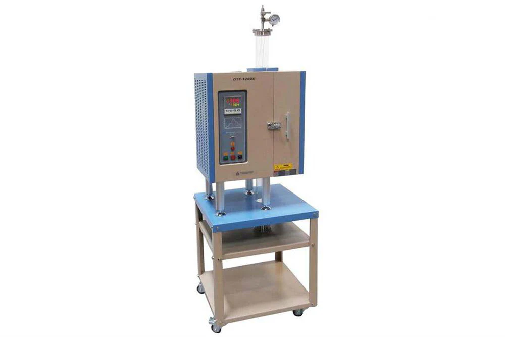 1100°C Split Vertical Tube Furnace with 80mm Quartz Tube & SS Vacuum Flanges - OTF-1200X-VT-80