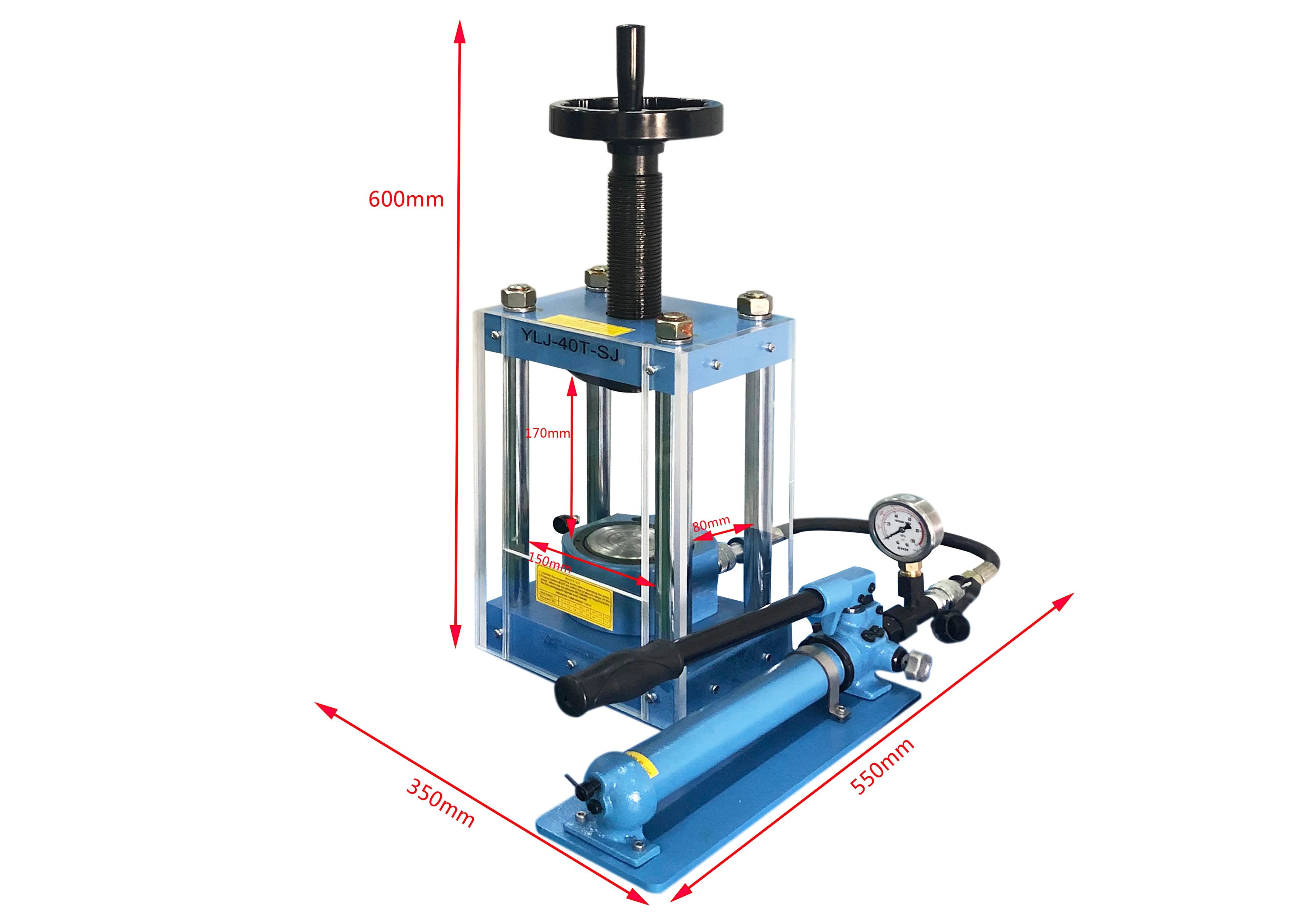 40T Manual Hydraulic Laboratory Press with Separable Pump - YLJ-40 - Image 5